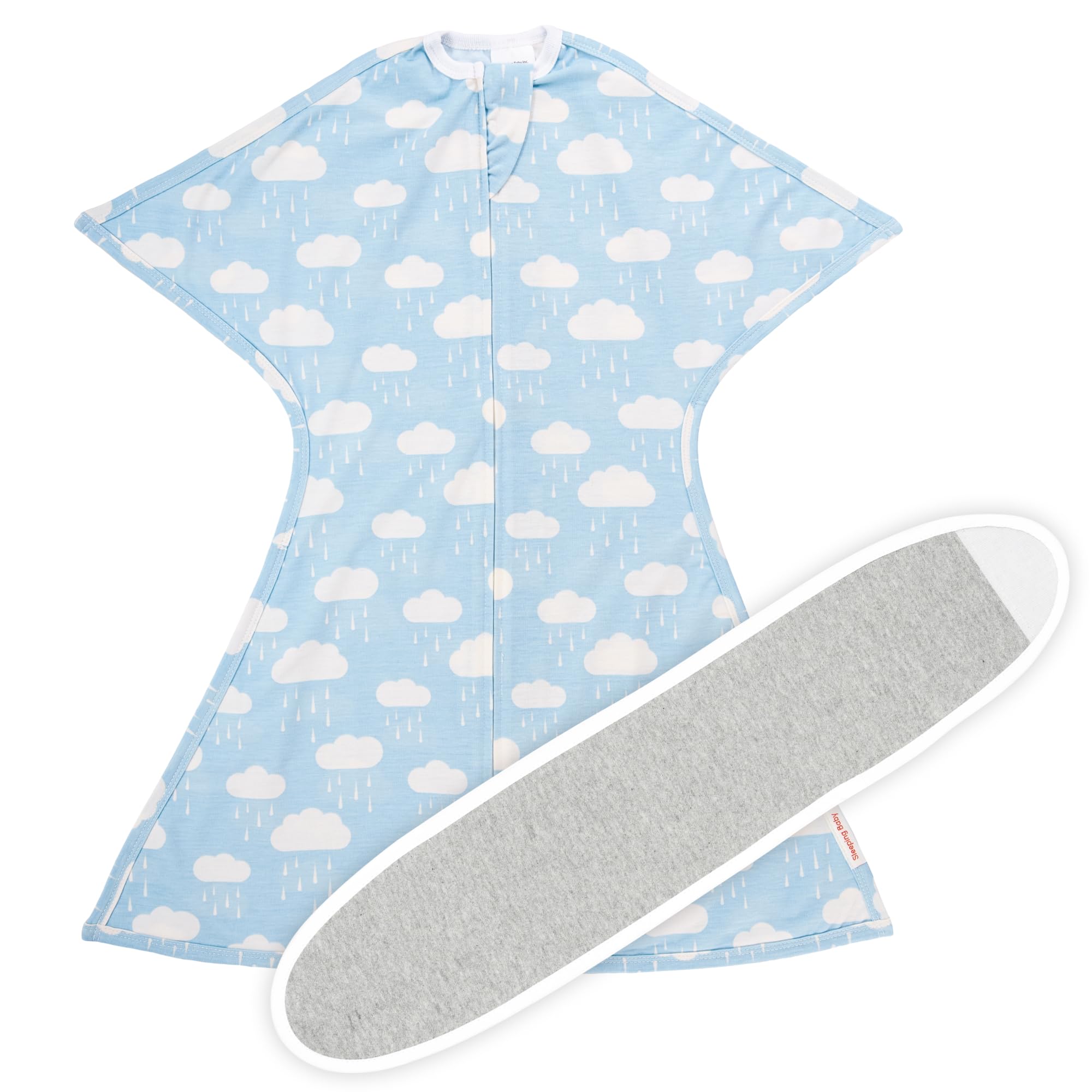 SleepingBaby Zipadee-Zip Transition Swaddle (Spring Showers, Small for 4-8 Months) and Snuggle Strap (Grey, One Size) - Wearable Baby Blanket and Accessory - Polyester, Spandex