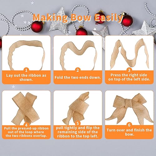 Miniatura 7 de Cinta de arpillera  Cintas de yute natural mejoradas de 2.5 pulgadas (2025), rollo de cintas rústicas de tela de 10 yardas, cinta de envoltura de