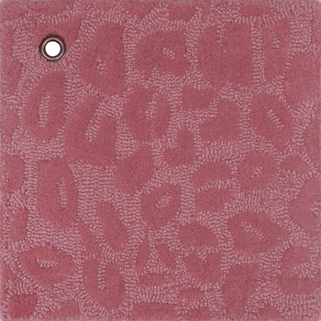 Company C Leopardess Hand-Tufted Responsible New Zealand Wool High Low Textured Pile Rug 12" Square Dusty Rose