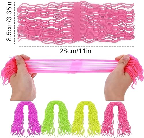 Miniatura 2 de 4 piezas de fideos antiestrés, fideos elásticos para la ansiedad, TPR, multicolor, que brillan en la oscuridad, súper suaves y cómodos, fideos ramen
