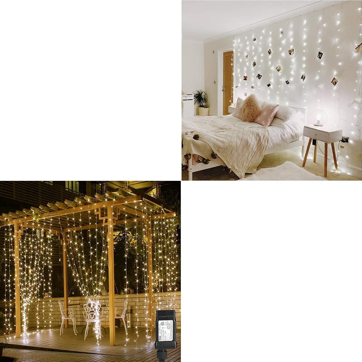 Lepro Lighting Ever Bundle - 306 luces LED para cortina, color blanco cálido y 306 luces LED para cortina, luz blanca diurna