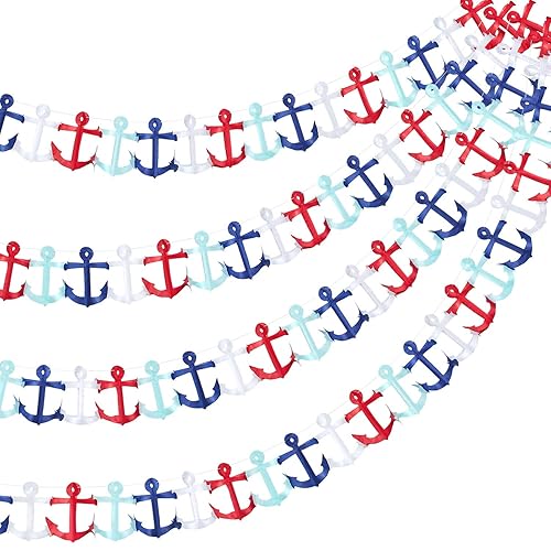 Boao 4 Pieces 8ft Nautical Garland Red Blue White Cruise