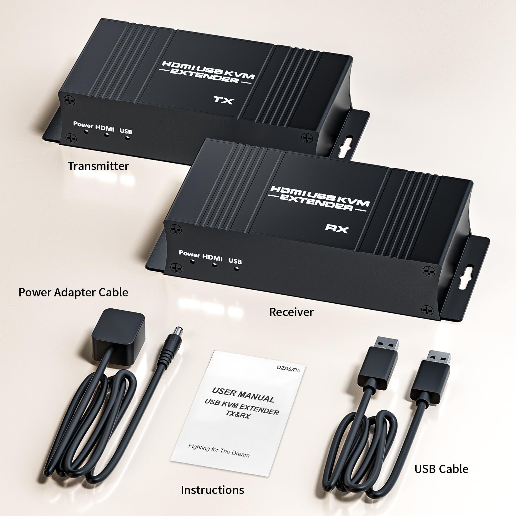 Kit di Estensore KVM HDMI USB 1080P, BolAAzuL Estensore HDMI KVM USB Balun 50M su Cavo di Rete RJ45 Cat5e/6 con Funzione Loop Out e POC, Trasmissione Senza Perdite a Distanza Flessibile
