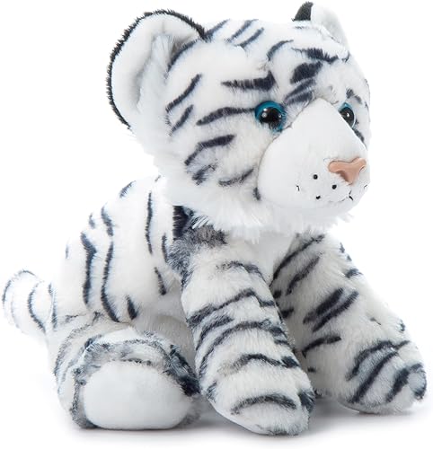 The Petting Zoo Peluche de tigre, regalos para niños, animales salvajes del zoológico Onez, juguete de peluche de tigre blanco de 9 pulgadas