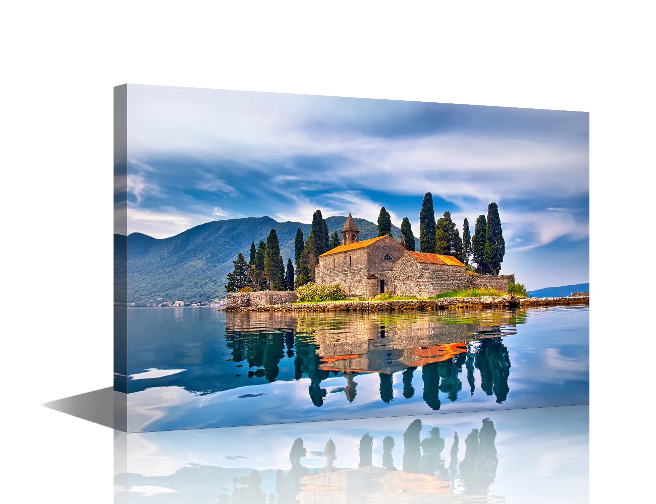 1 Piece Wall Pictures for Living Room Natural Landscape Painting on Canvas Lake Mountain Wall Decor Art Montenegro Skyline Bedroom Wall Art Europe Modern Artwork Framed Ready to Hang, 36x24in โ image 1