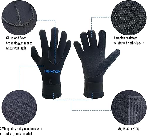 Miniatura 3 de nitescuba Guantes de buceo para hombre, guantes de neopreno para agua, 0.118 in, con correa ajustable para la cintura, para esnórquel, kayak, remo