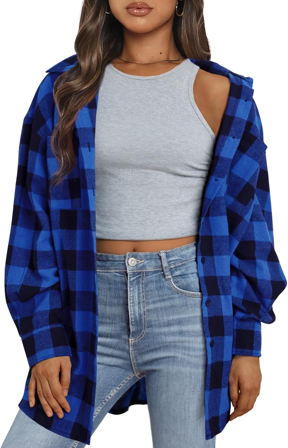 Trendy Queen Women Flannel Shirts Plaid Tops Fall Fashion Shackets Long Sleeve Blouse Button Down Outfits Winter Jackets 2026