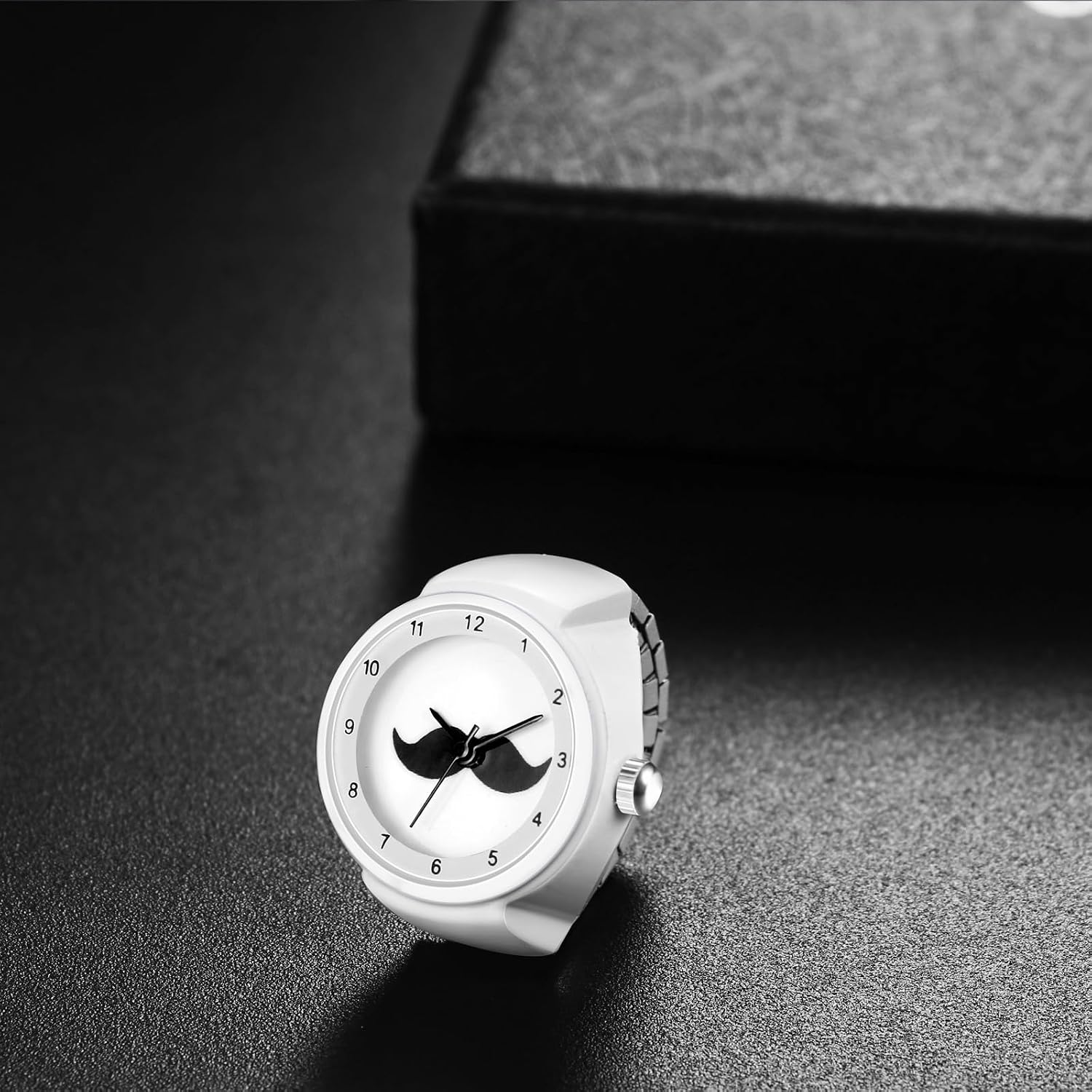 Avaner Men Women Finger Watches: Elastic Band Stretchy Mini Quartz Stainless Steel Ring Watch