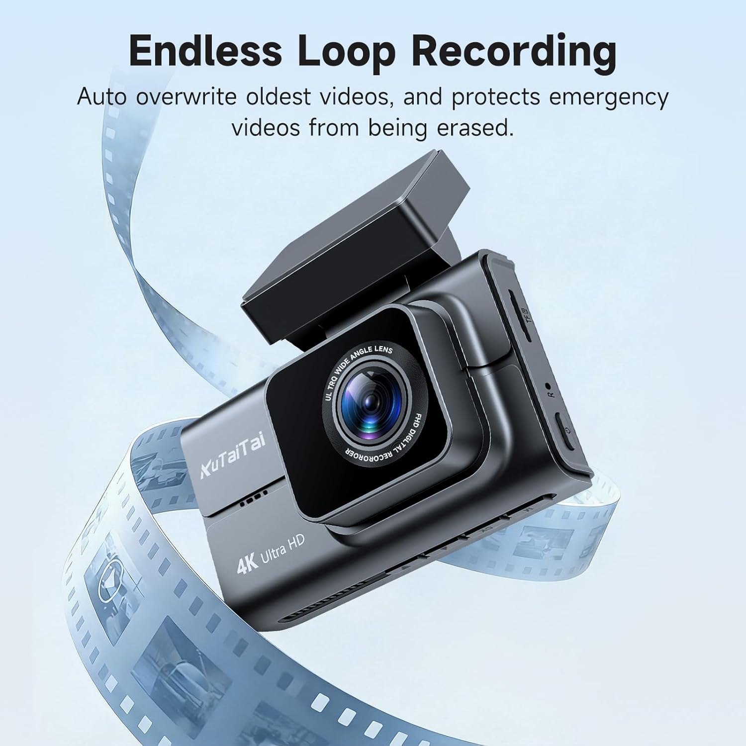 4K Dash Camera Front and Rear, HDR&WDR Night Vision, Dash cam with Built-in WiF, GPS, Car Dashcam with 3" Touch Screen, 170° Wide Angle, Loop Recording, 24H Parking Mode, Supports 512GB Max