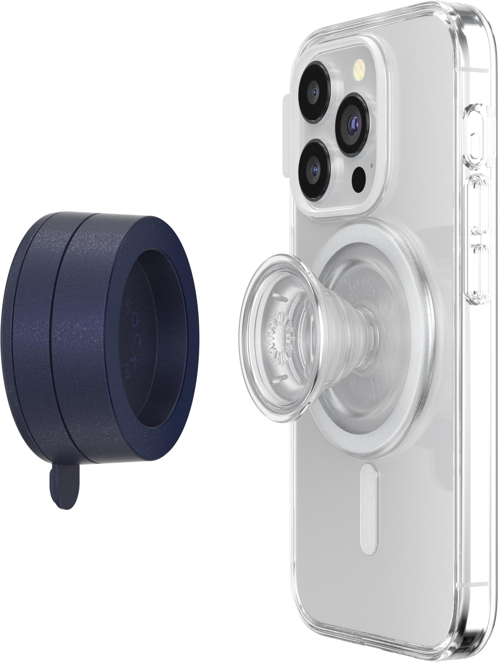 PopSockets Multi-Surface Suction Phone Mount, Detachable Surface Mount, Phone Stand Compatible with MagSafe® - Metallic French Navy - Image 4