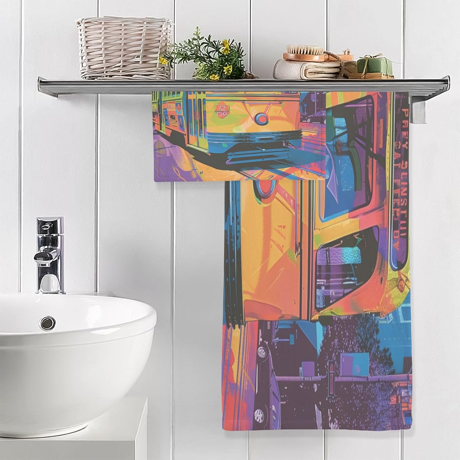 Hand Towels Premium Soft and Highly Absorbent 80's Pop Art Illustration 2 Pcs Towels for Bathroom Set 100% Cotton Decorative Face Towels