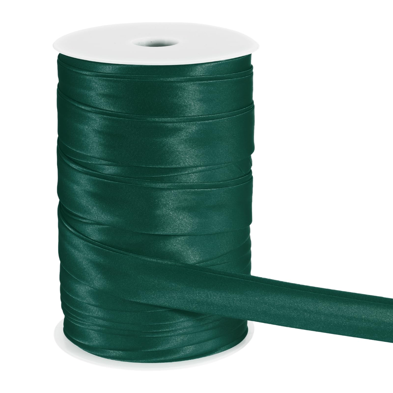 sourcing map Double Fold Bias Tape for Sewing, 1 Inch x 55 Yards Satin Bias Binding Tape Continuous Bulk for Quilting Binding Seaming Hemming Fabric Piping DIY Craft, Dark Green