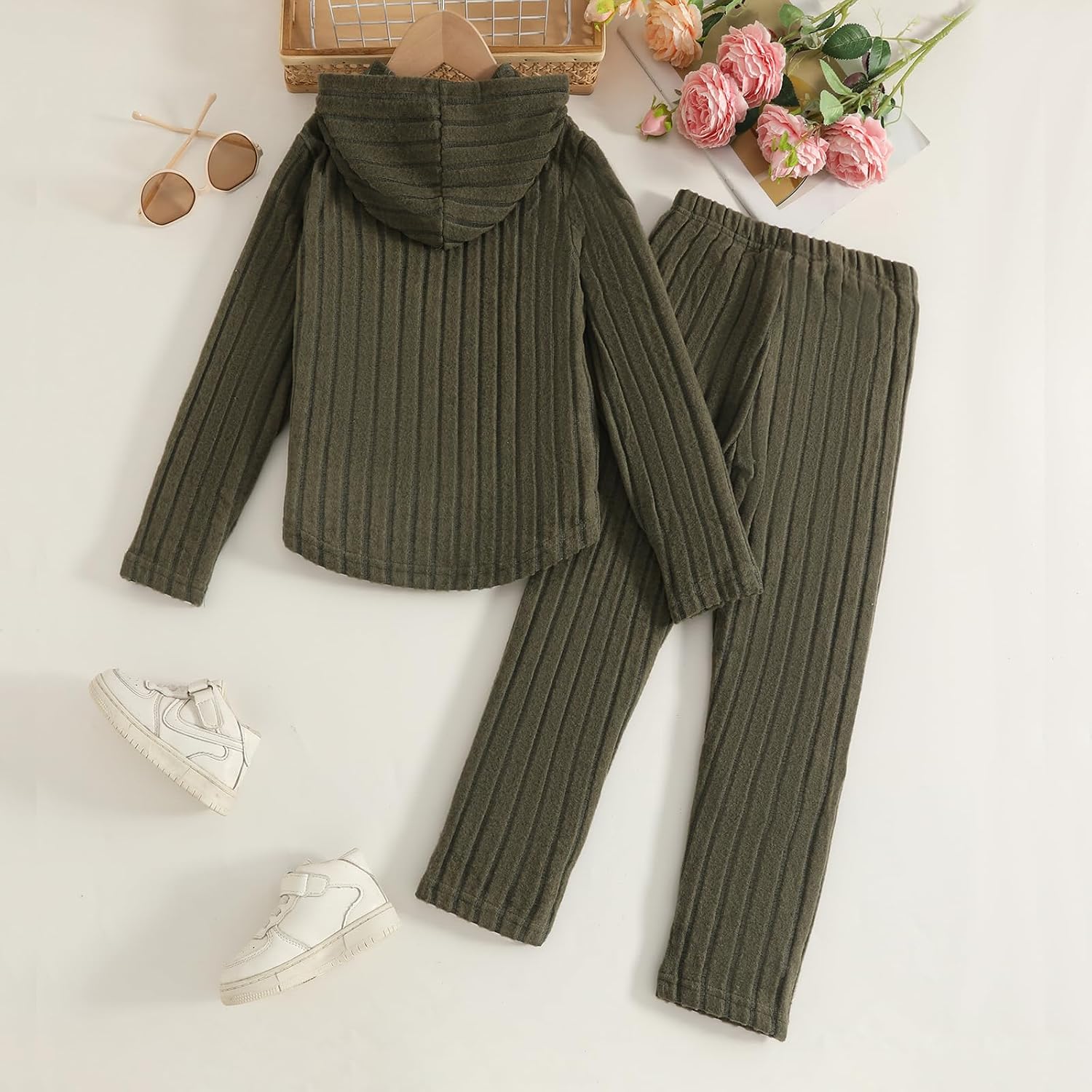 Toddler Girl Fall Clothes Set Warm Sweatshirt Pants Long Sleeve Sweatsuits Winter Hooded Pullover Outfits