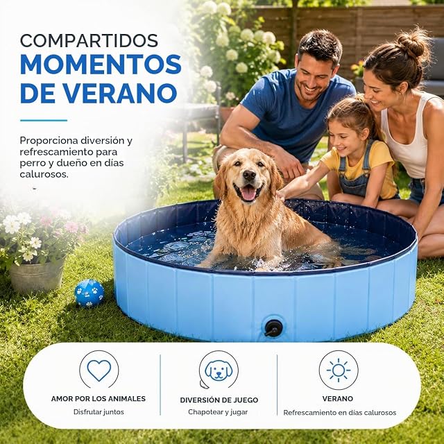 Foto 2 de 8 de Piscina para perros de Ø 80 cm para perros y animales, con base de PVC resistente a los arañazos