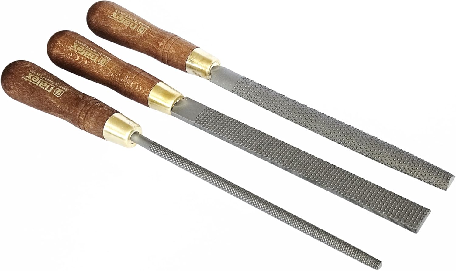 Narex 854252 3 Piece Set Fine Cut Round Rattail, Half Round and Rectangular 200 mm Cabinetmaker Wood Rasp