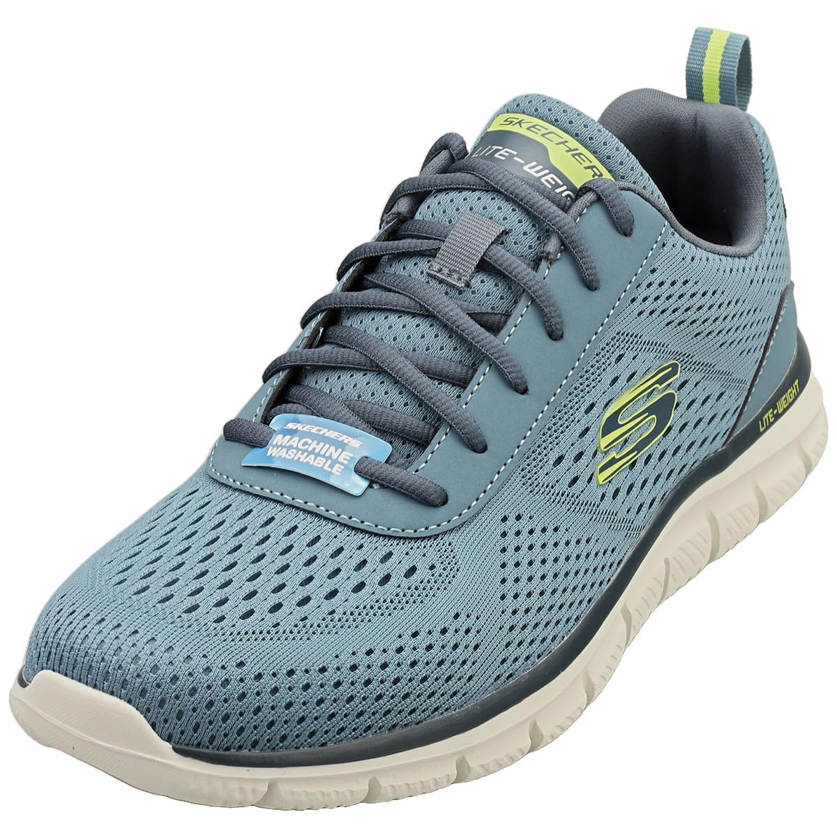 Skechers Mens Track Leshur Sneaker, Slate Mesh Synthetic, 9 UK