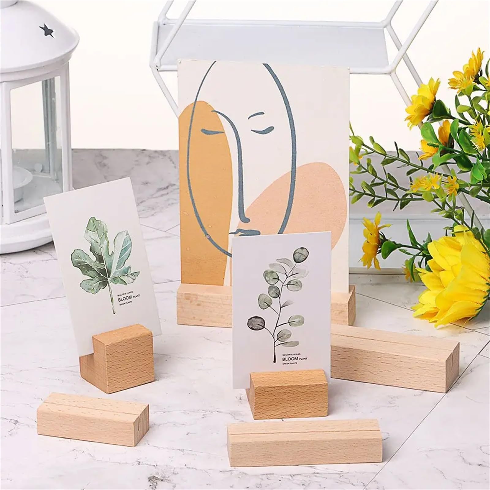 Tischkartenhalter aus Holz, romantische Bildkarten, Präsentationsständer, Schreibtisch-Dekoration für Hochzeitstisch, Namennummer, Bilder (10 x 3 x 2 cm-A), 4 Stück
