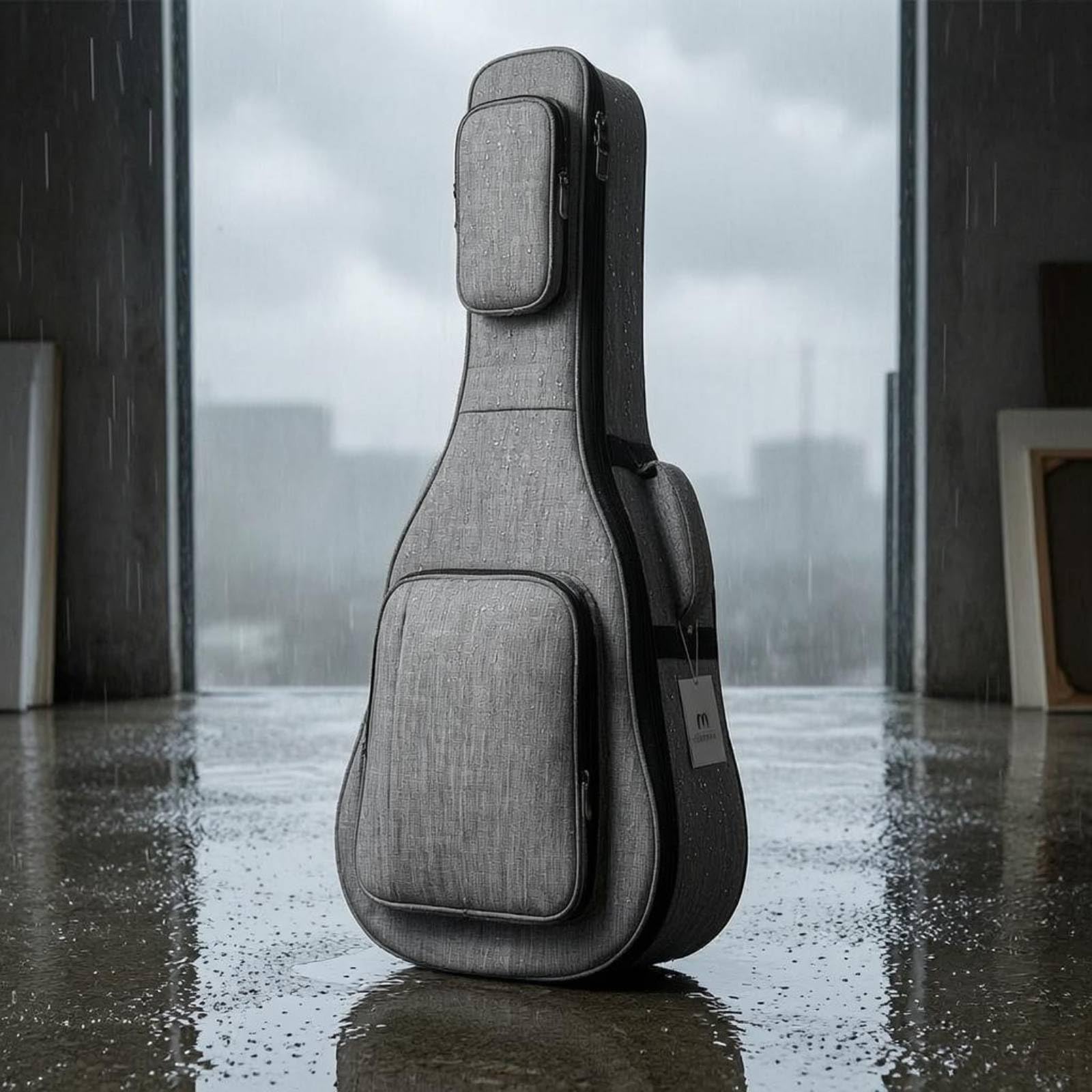 Mochila Funda Guitarra Acolchada Acolchado Grueso Bolsa Transporte Antigolpes Accesorio Musical, Gris, Gris Roca, 40 Pulgadas