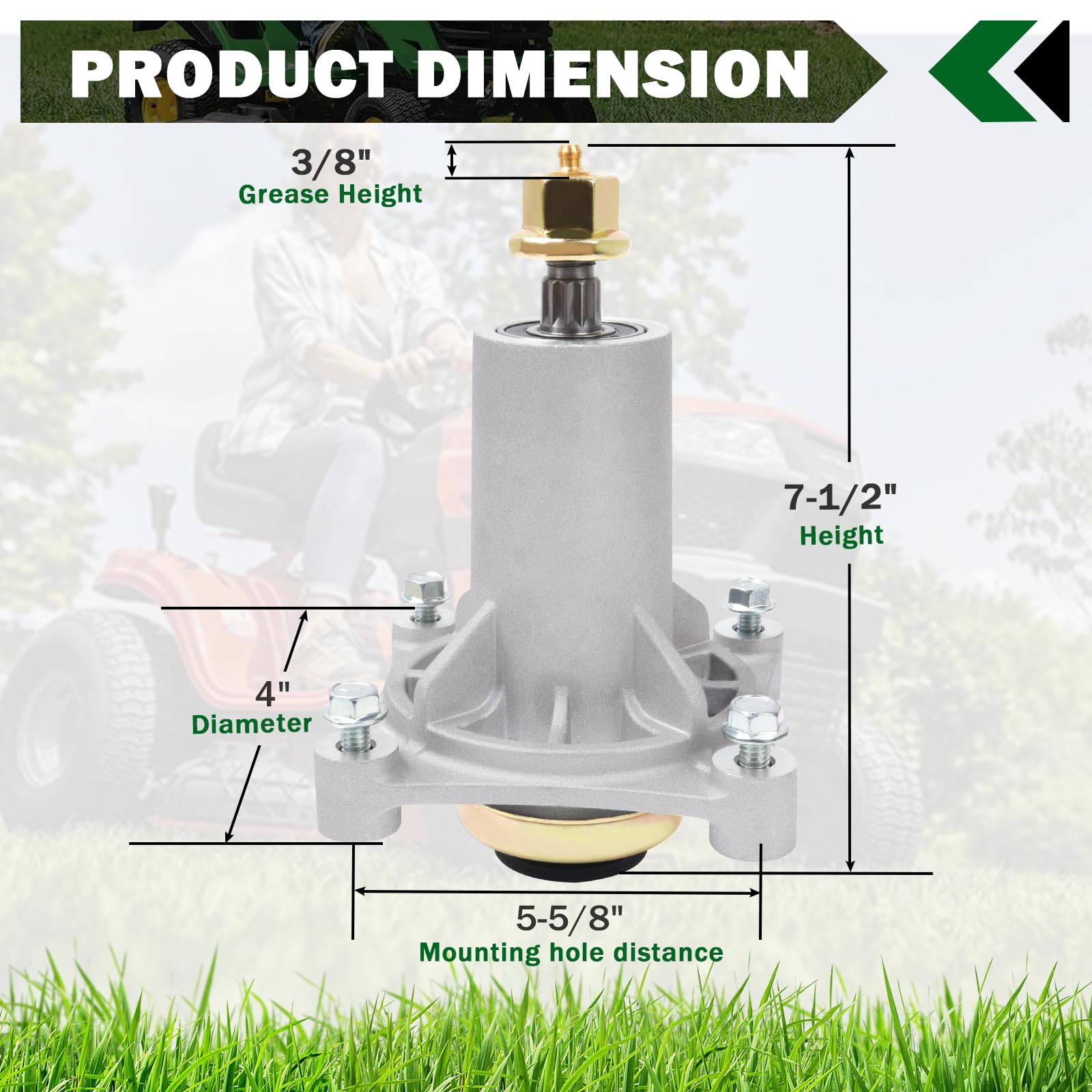 CheeMuii Paquete de 3 piezas de husillo para cortacésped Husqvarna YTH22V46 YTH24V48 YTA18542 Craftsman Ariens Poulan de 42 pulgadas, 46 pulgadas, 48 pulgadas, 54 pulgadas, piezas de repuesto para