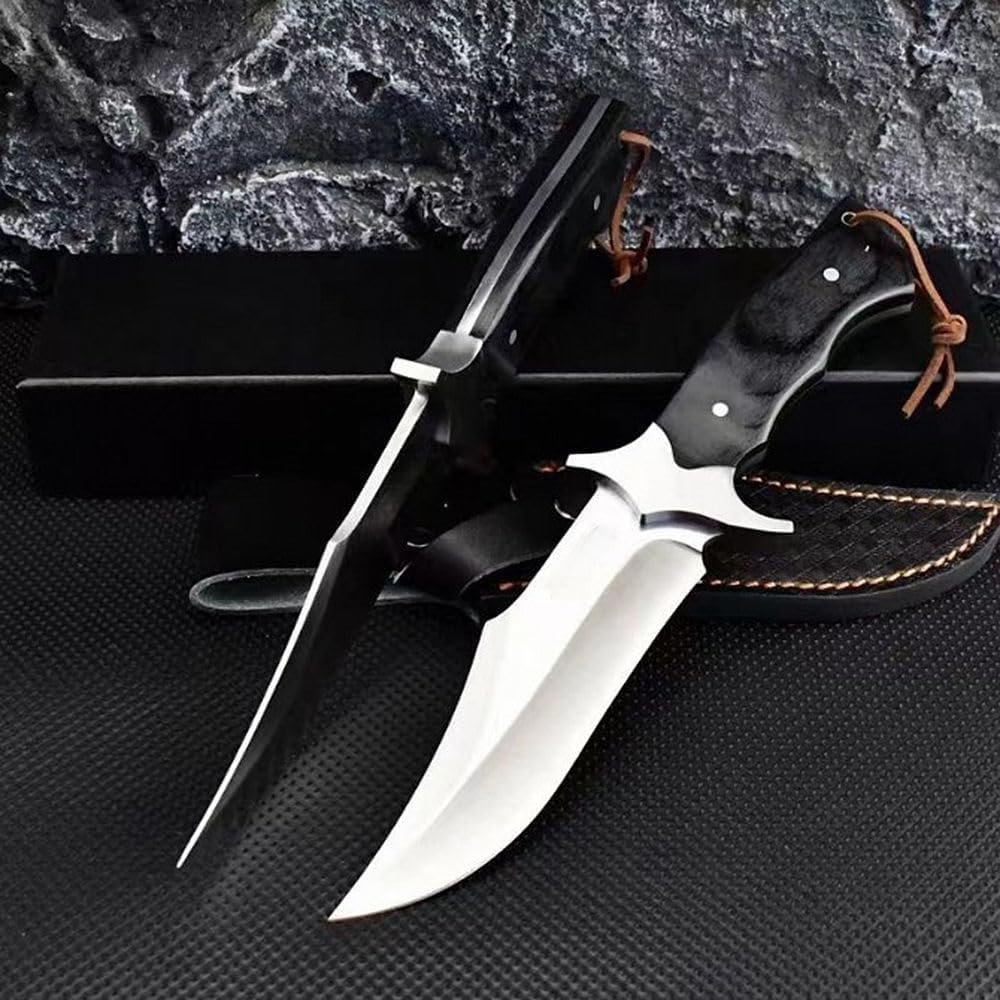 Genérico TEERMA JN6 Cuchillo Supervivencia Caza Monte bushcraft Camping Outdoor Campo - Con vaina cutánea, Se utiliza principalmente para la caza y el senderismo.