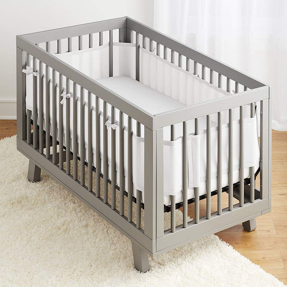 YeahBoom Babybett Leitplanke, Bettumrandung Nestchen, Atmungsaktiv Kinderbett Stoßstange, Atmungsaktive Bettumrandung, Rausfallschutz für Babybetts, Kantenschutz Baby Babybett, Mesh Babybetts