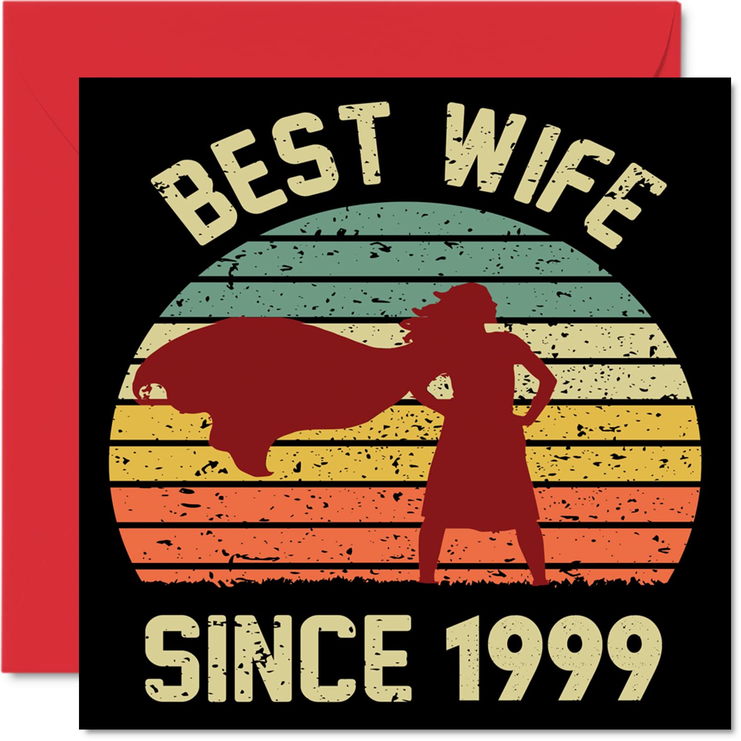 24th Anniversary Card for Wife from Husband - Best Wife Since 1999 - I Love You Gifts, Happy 24th Wedding Anniversary Cards for Partner, 145mm x 145mm Greeting Cards for Twenty-Fourth Anniversaries