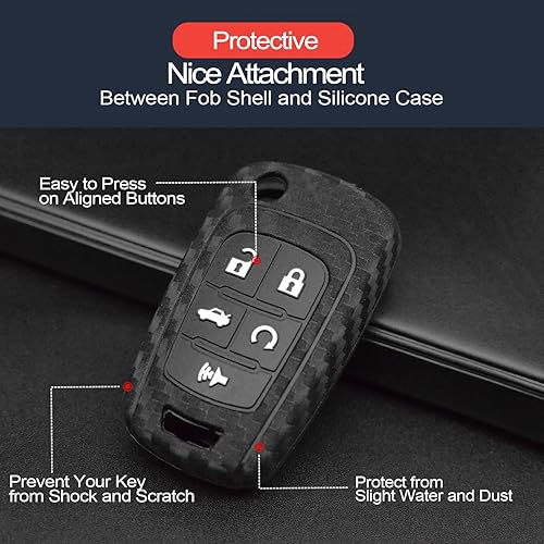 Miniatura 4 de INFIPAR Compatible with Chevrolet Camaro Cruze Equinox Impala Malibu Limited GMC Terrain Buick Lacrosse Regal Flip 5 BTS Carbon Fiber Looks Silicone