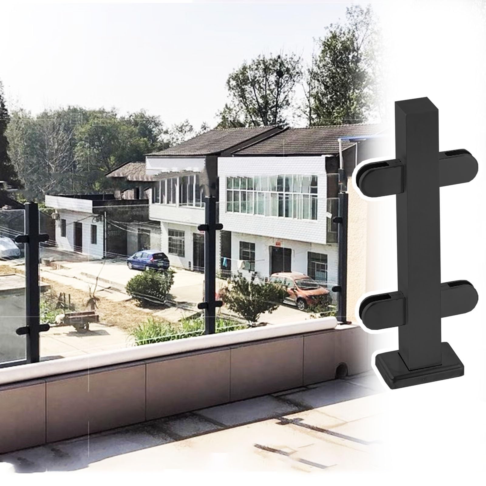 Pince de fixation pour poteau de garde-corps en verre noir 24 36 47 pouces