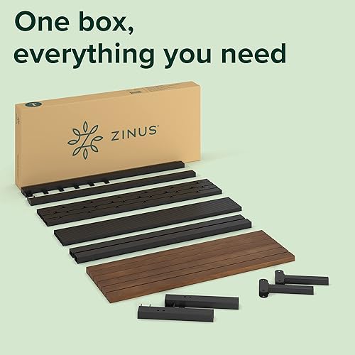 Miniatura 7 de Zinus Kai Bamboo and Metal Platform Bed Frame with Headboard, No Box Spring Needed, Easy Assembly, Twin, Brown