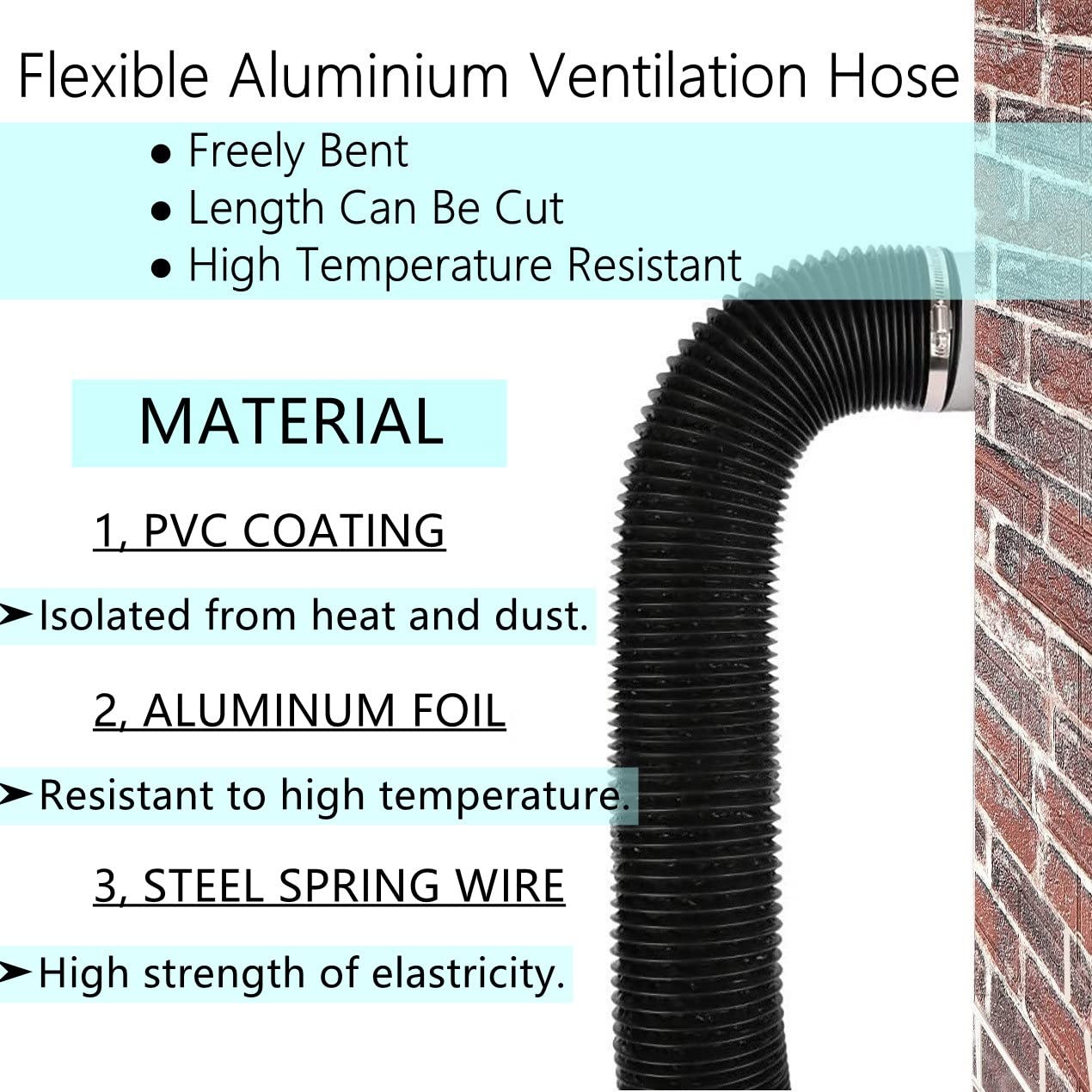 Tuyau de Ventilation Flexible Longueur 6m - 100mm Tuyau d'Evacuation pour Ventilateur d'extraction, Salle de Bain, Hydroponie (100mm*6m)