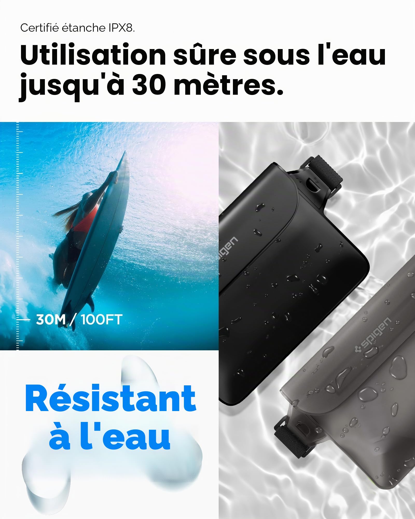 Spigen Aqua Shield Lot de 2 Sacs Etanches Impermeables Certifiée IPX8