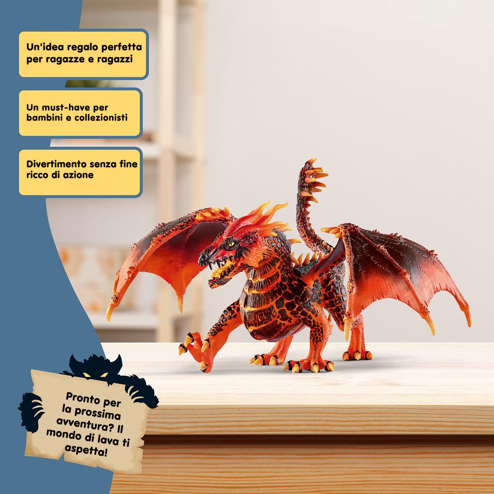 SCHLEICH ELDRADOR Creatures | Drago di Lava 70138 | Figura mostruosa ELDRADOR con mascella e Ali mobili | Giocattolo Fantasy per Bambini dai 7 Anni | Idea Regalo | 20 x 14 x 15 cm