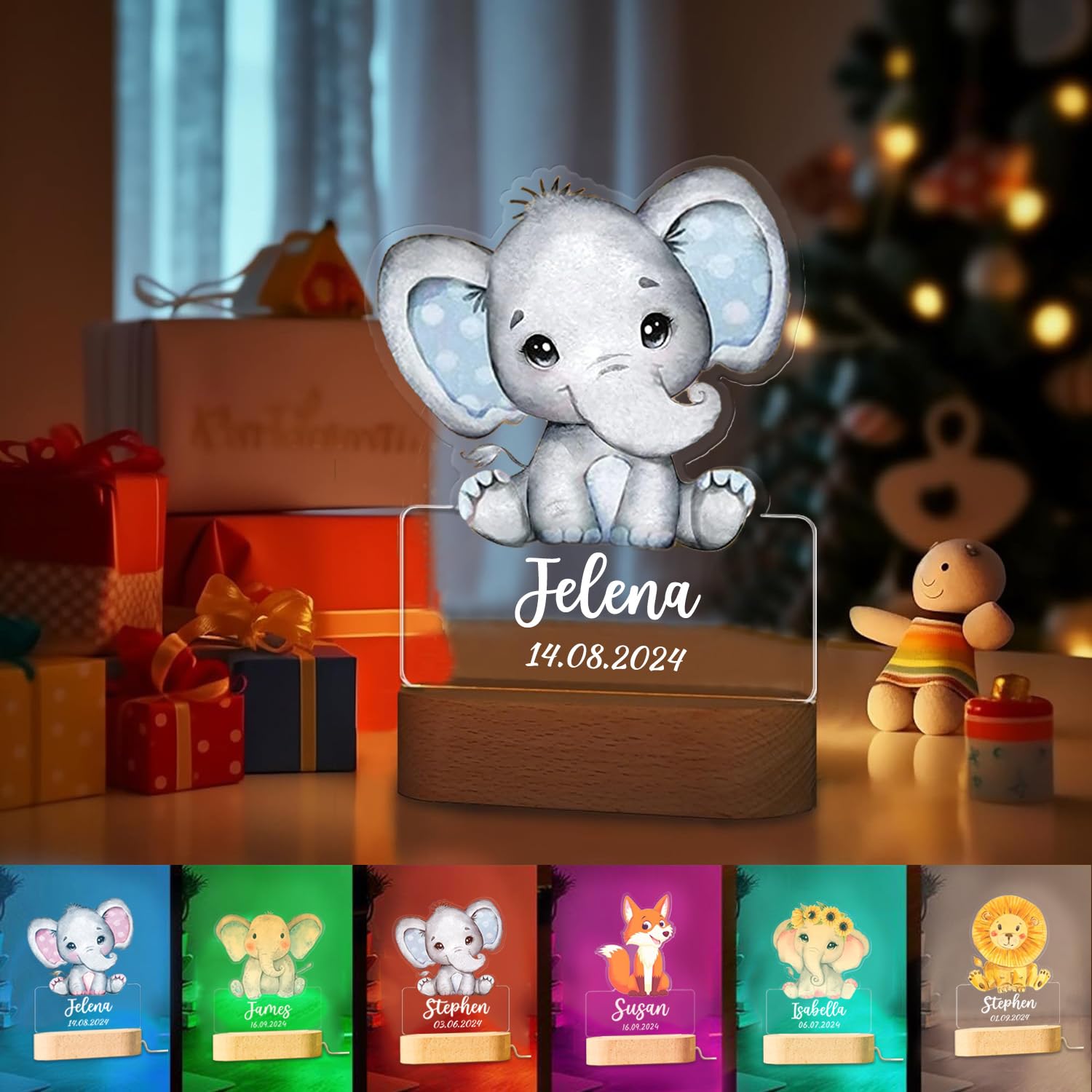 Generico Personalizzata Lampada con Nome - Bambino Bambina Bambini Neonato Idea Regalo, Lampada per Camera Personalizzata, Regalo Battesimo Bimbo, Regalo Compleanni, Luce Notturna Bambini, Stile 7