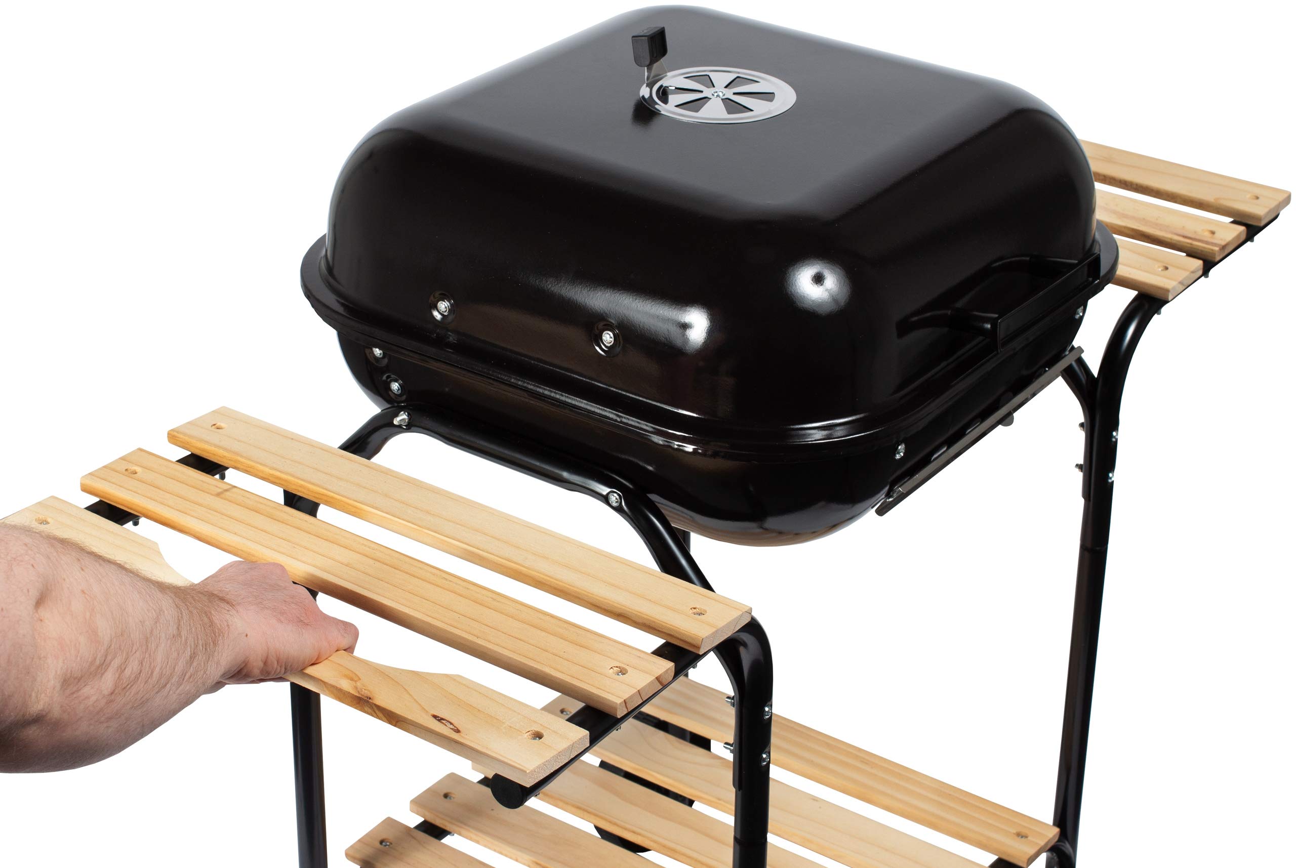 GrillMaster Kohlegrill EmaBend GM3000 + Gebläse, Gartenbau, Karbon, Mit Rollen, Holzböden