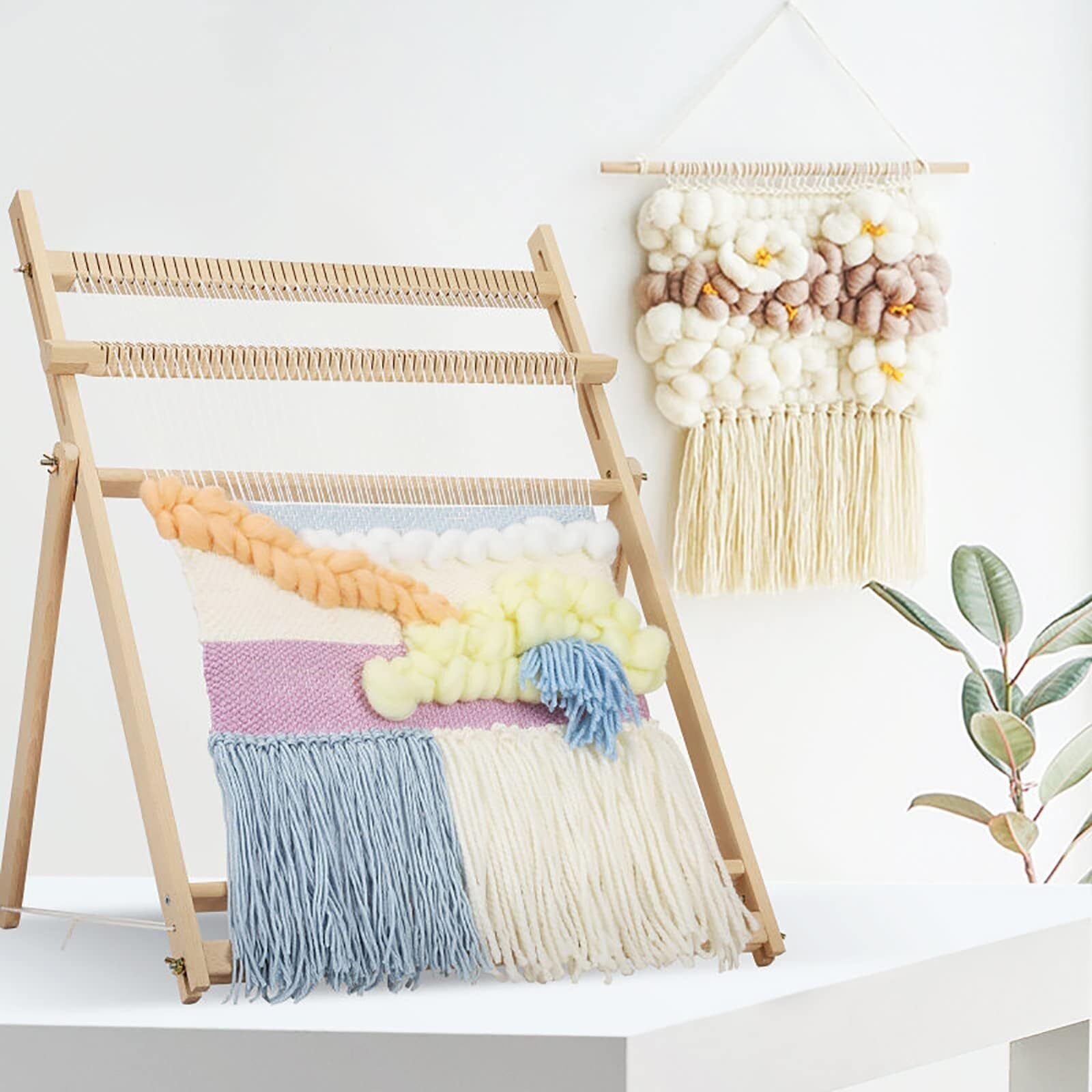 MVXBICIA Holz Multi-Craft Weaving Loom mit Ständer - Extra großer Rahmen Tapisserie Loom für Erwachsene & Kinder - DIY Handgestrickte Kunst & Handwerk Maschine für Anfänger