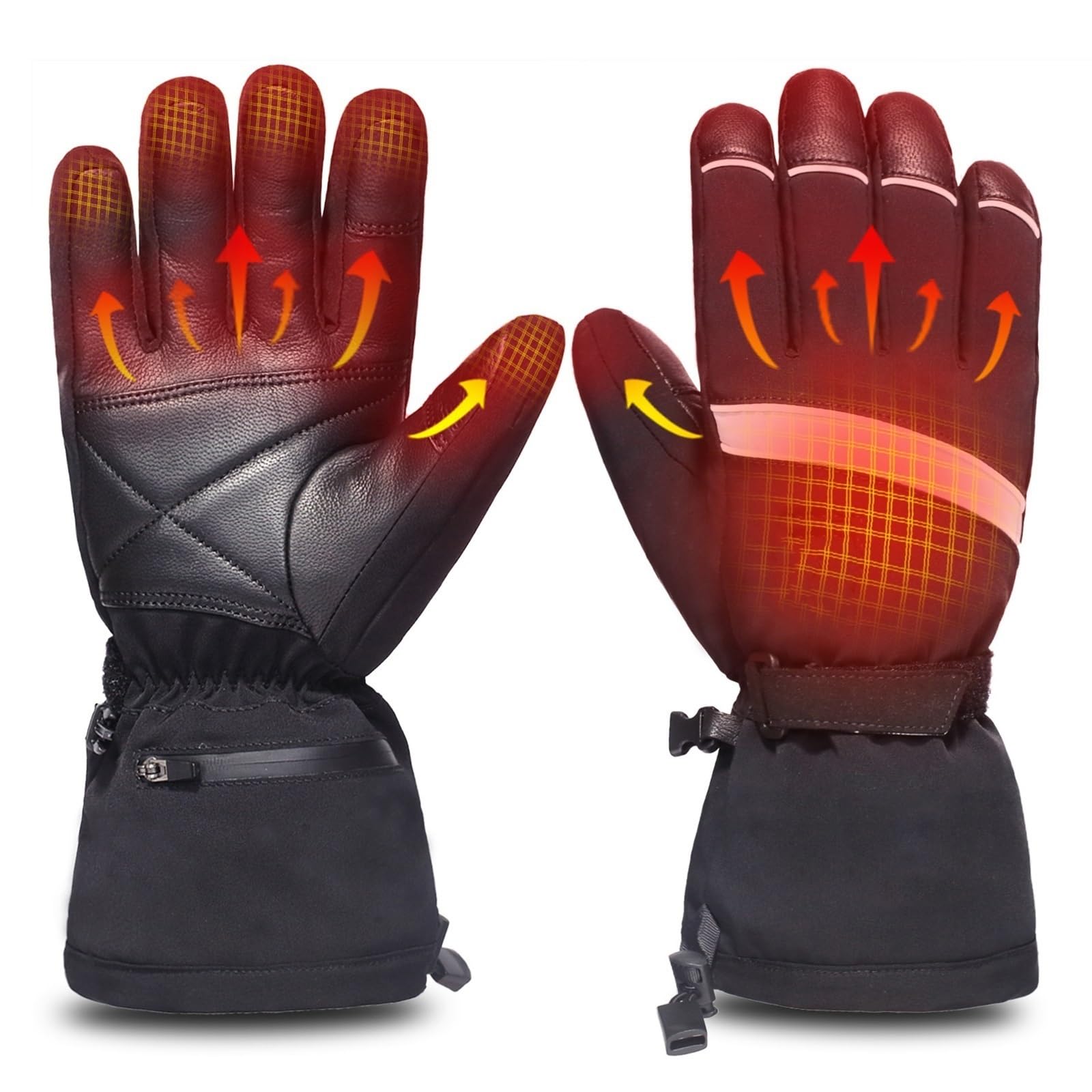 Guantes térmicos para hombre, diseño resistente al viento, impermeables, con pantalla táctil, funcionan con pilas, perfectos para actividades al aire libre de invierno, esquí, ciclismo y mucho más