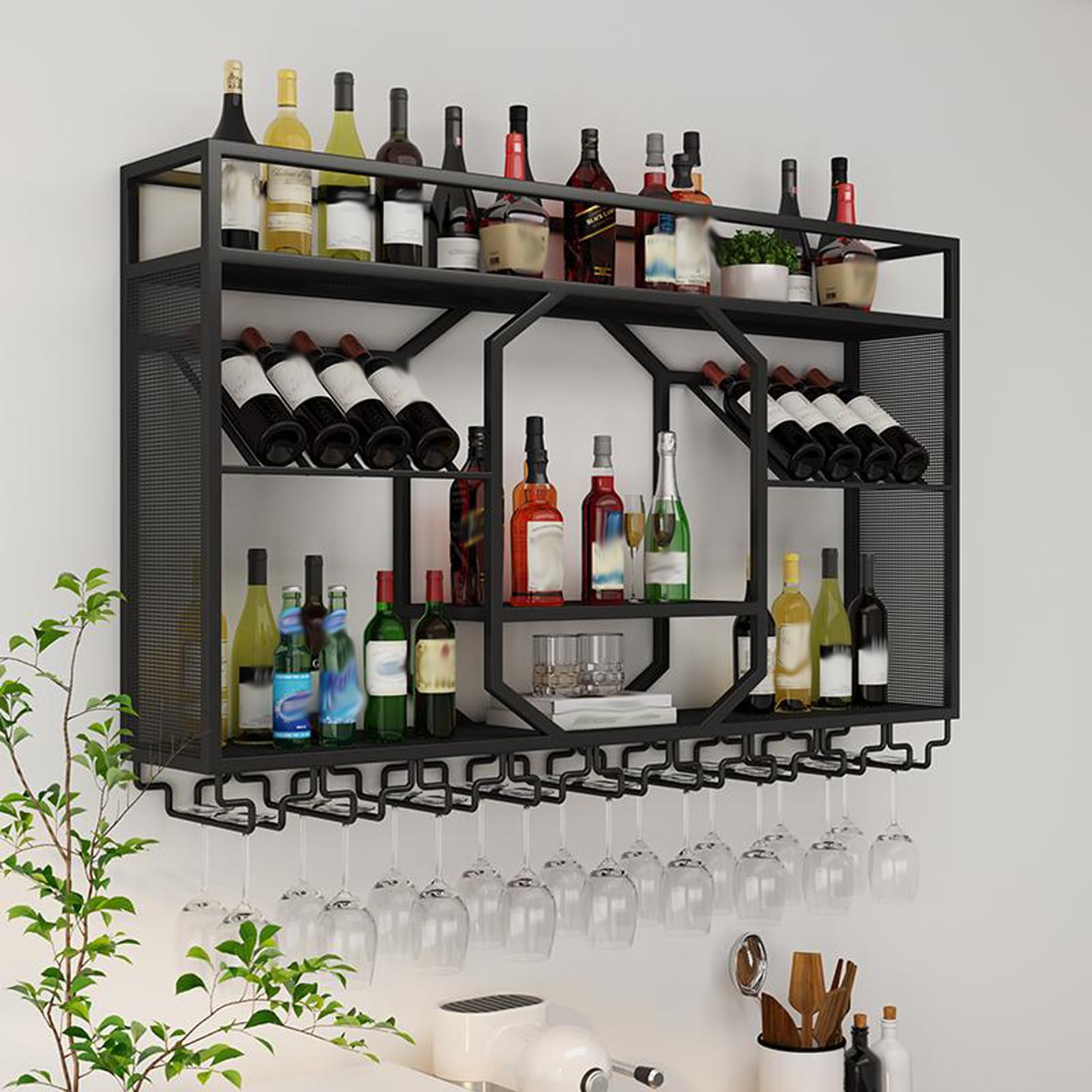 Support de viseur décoratif en fer 100cm noir mat haut de gamme