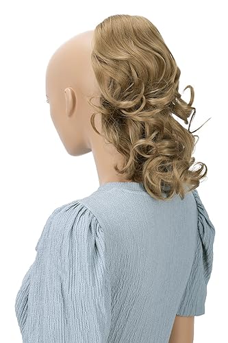 Miniatura 1 de PrettyShop - Extensión de cola de caballo trenzada, ondulada y voluminosa de 12 pulgadas, color rubio oscuro, PH211