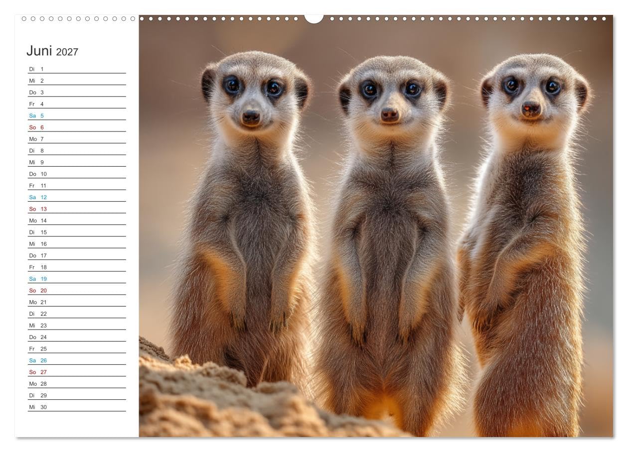 Die Welt der Erdmännchen (hochwertiger Premium Wandkalender 2027 DIN A2 quer), Kunstdruck in Hochglanz: Dieser liebevoll gestaltete Wandkalender ... Tiere der Wüste. (CALVENDO Tiere)