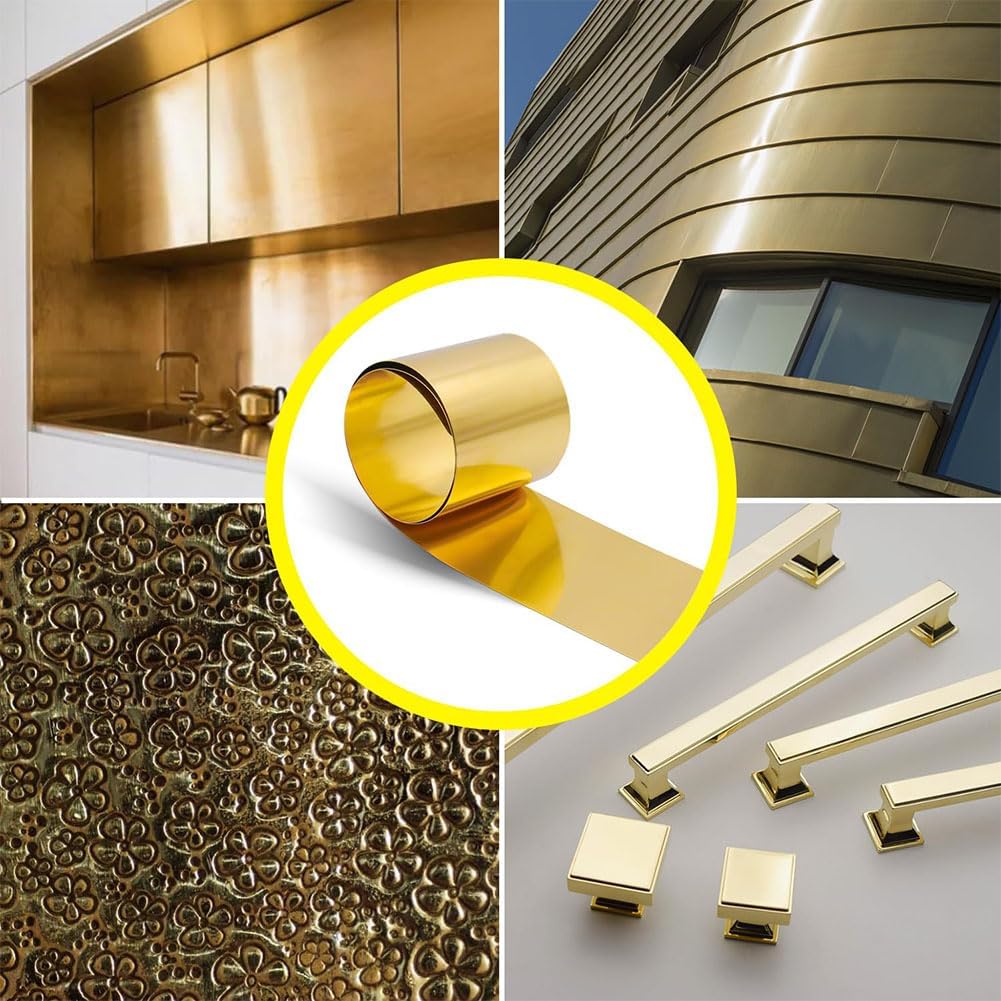 H62 Brass Foil for Engraving DIY Crafts Mechanical and Electronic Equipment, Thickness 0.04/0.05/0.06mm, Length 1m,0.05×200mm