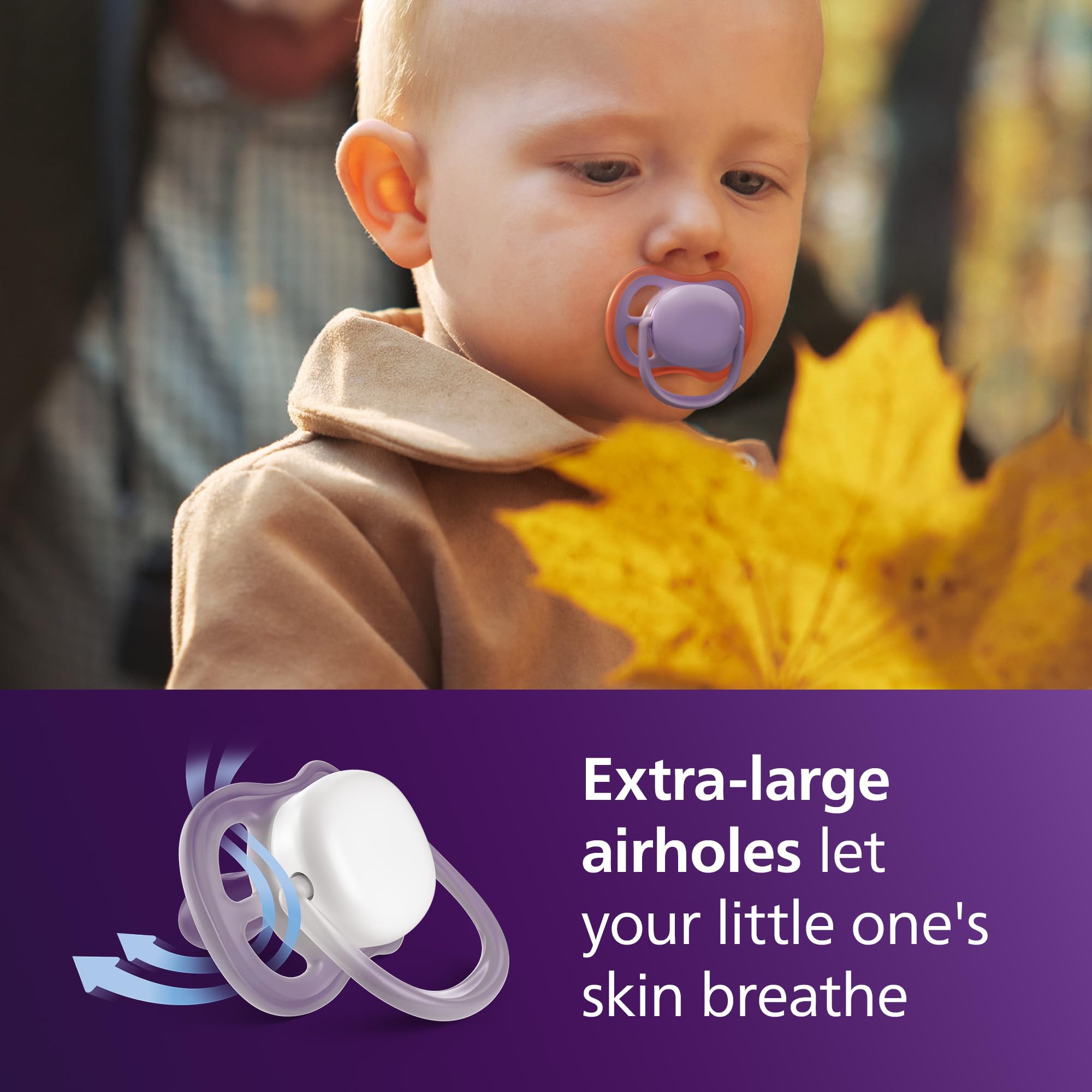 Philips Avent Ultra Air Soothers, Orthodontic Design, for Babies 18 Months+, Soft Silicone Symmetrical Teat, BPA-Free - Image 2