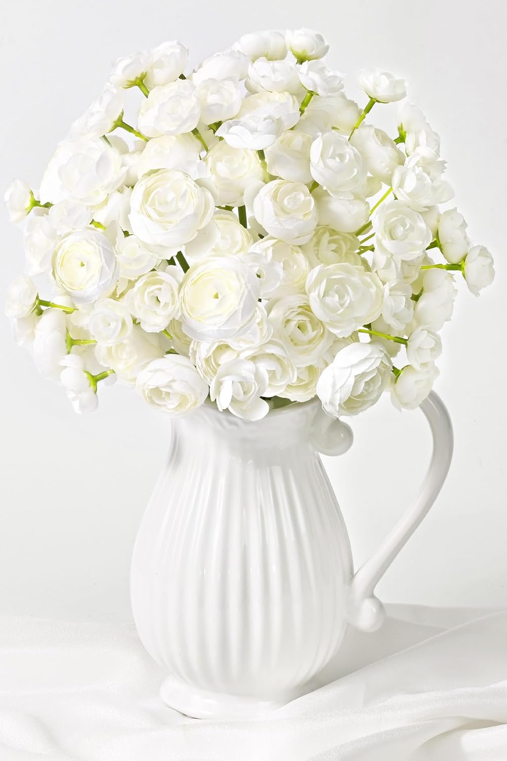 Waipfaru Ranunculus Artificial Flowers, 18Pcs 14In Fake Peonies Artificial Flowers, White Faux Flower for Vase Silk Flower Real Touch Faux Peony Bulk for DIY Wedding Bouquet Home Bridal Shower Decor - Image 4