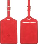 uxcell 2 Pcs Suitcase Tags, Green Leather Luggage Name Tags Travel Accessories Airplane Travel Essentials for Flying Hotel Check in Luggage Bags Men Women, 4.72 x 2.76 x 0.08
