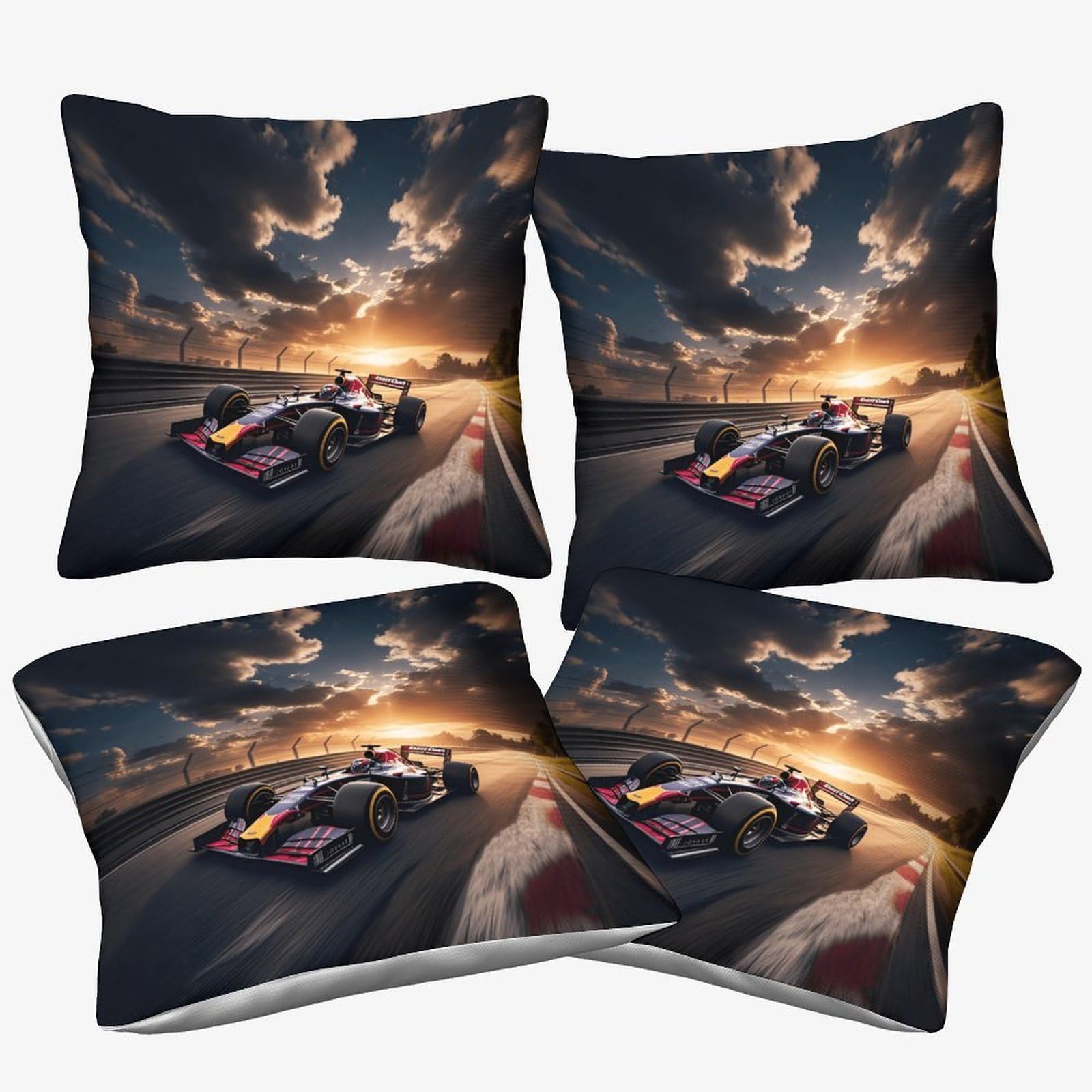 Dafufbw Formulaa Racing-14 Formulaa Racing Cushion Covers 50X50cm, 4Pcs, Racing Car Throw Double Printed Pillow Case Formulaa Racing Accent Pillow Covers