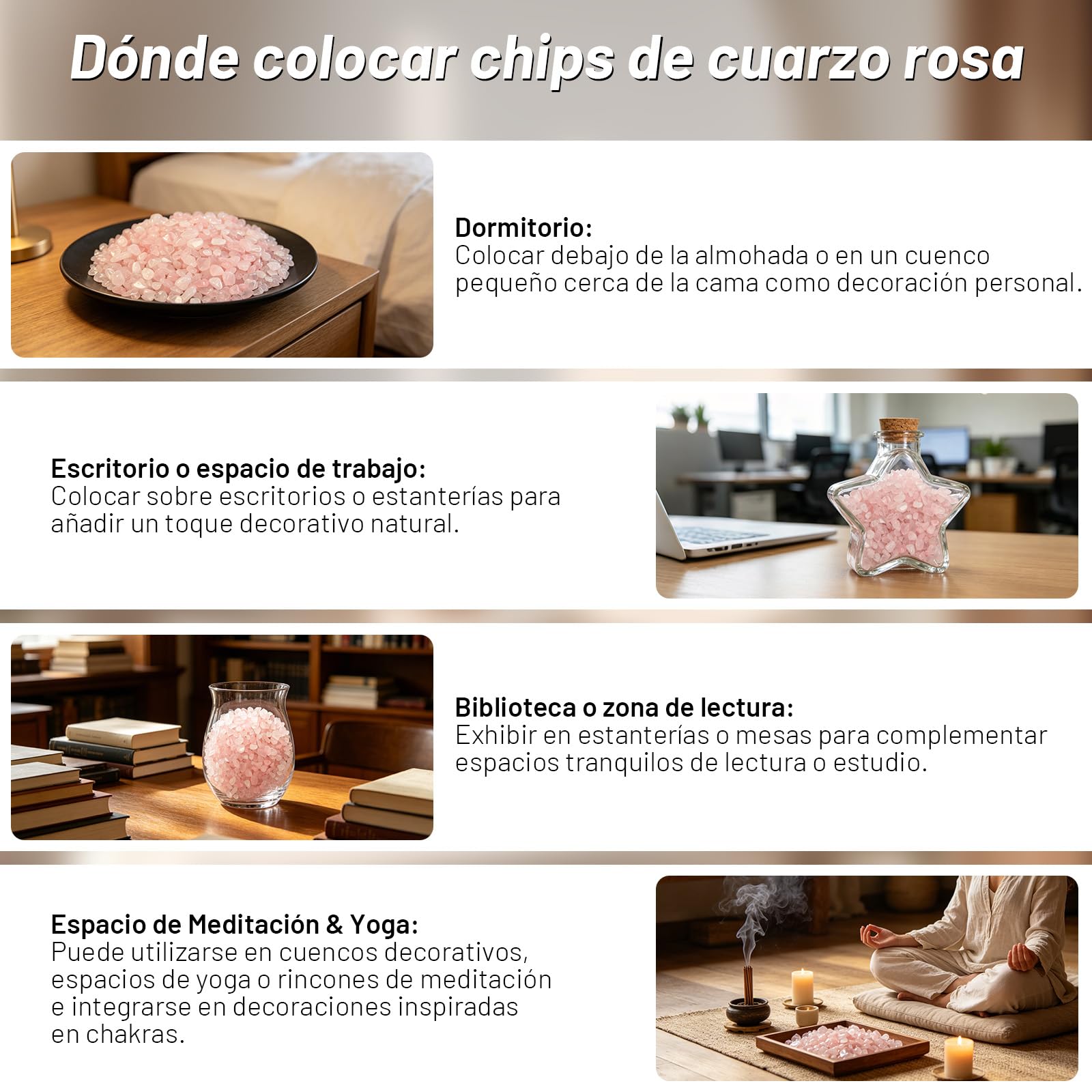 500g Chips de Cristal Natural de Cuarzo Rosa Triturado - Chips de Cristales de Sanación de Cuarzo Rosa a Granel, Gemas de Cristal Triturado para Manualidades, Hermoso Paquete para Regalo