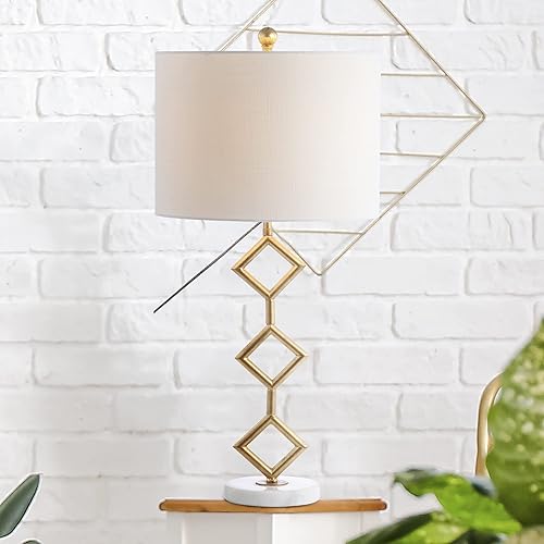 Miniatura 4 de JONATHAN Y JYL1080A Diamante 29.5" Moderno Metal Dorado con Base de Mármol Lámpara de Mesa LED Clásico Glam Mesita de Noche Lámpara para Dormitorio