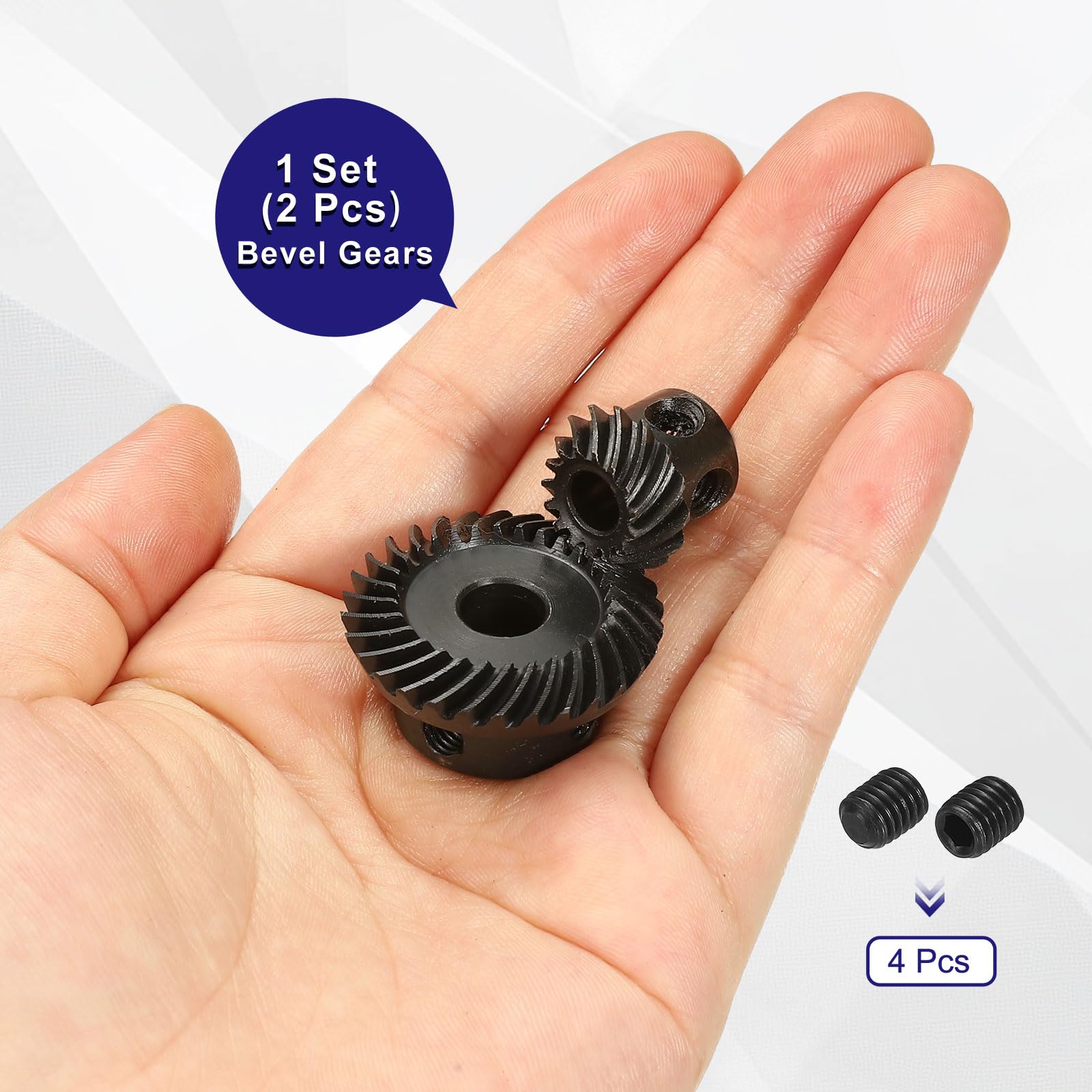 sourcing map Ingranaggi conici conici conici a 90 gradi 1: 2 fori per albero, 2 pezzi 1 mod foro 6 mm 15 denti mano sinistra e foro 8 mm 30 denti ingranaggi sterzo a spirale a terra per rotazione