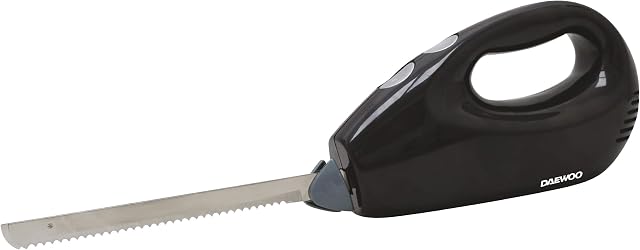 Daewoo SDA1806 Electric Pulse Setting | Stainless Steel 180W | Serrated Knife Blade | Safety Control | Ideal for Meat, Bread & More-Black
