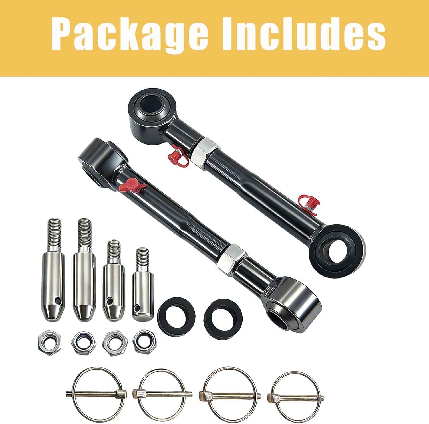Front Swaybar Quicker Disconnect System for JK JKU 2007-2018 Replacement for 2.5" - 6" Lifts Adjustable (Black)