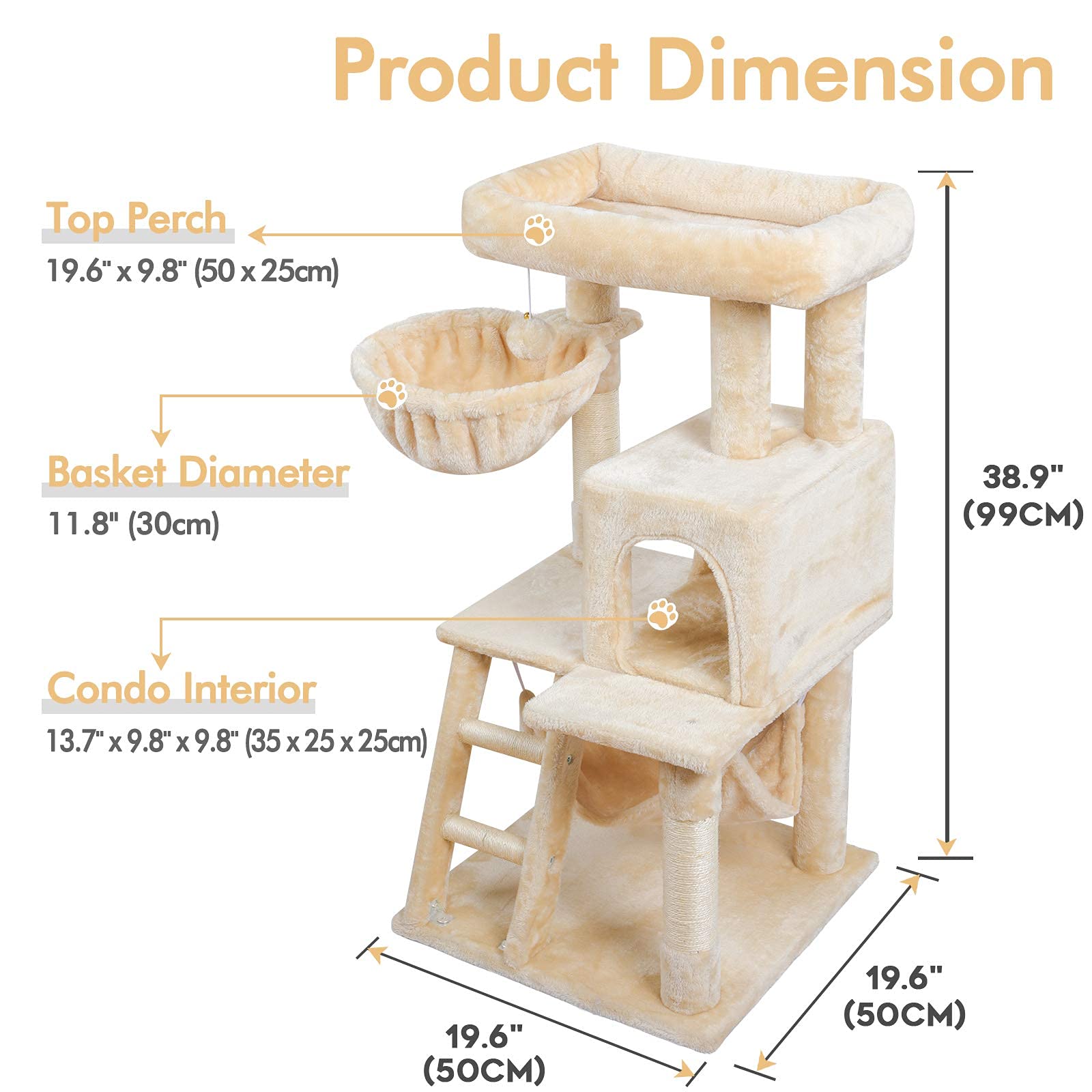 rabbitgoo Cat Tree 39" Cat Tower for Indoor Cats, MultiLevel Cat House